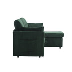 Canapé d'angle réversible en velours côtelé/chenille avec chaise longue de rangement et poche latérale