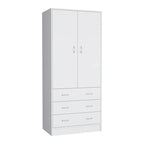 19 Armoire moderne à deux portes avec 3 tiroirs et 1 tringle de penderie pour chambre à coucher