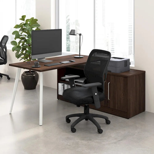  Vista 60W L Shaped Desk with Storage Cabinet