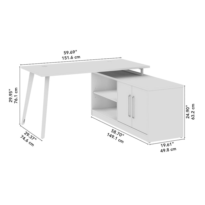 Vista 60W L Shaped Desk with Storage Cabinet