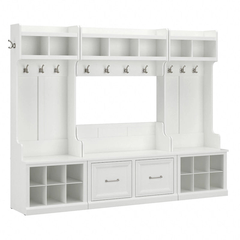 Woodland Full Entryway Storage Set with Coat Rack by Bush Furniture
