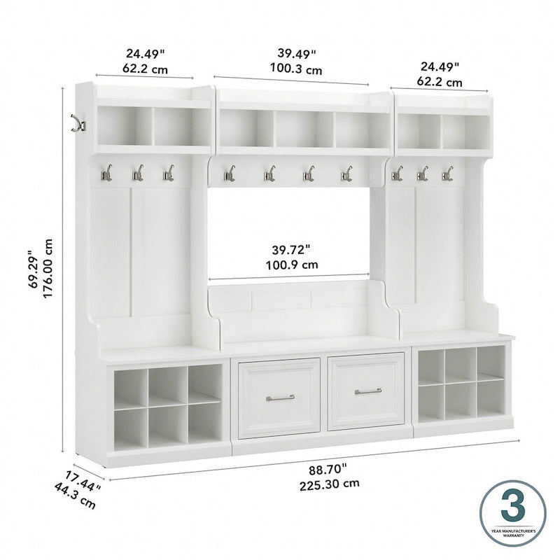 Woodland Full Entryway Storage Set with Coat Rack by Bush Furniture