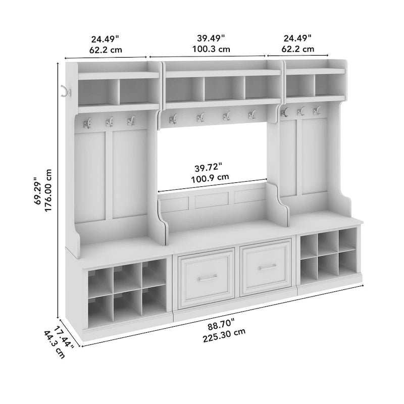 Woodland Full Entryway Storage Set with Coat Rack by Bush Furniture