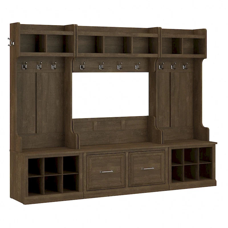 Woodland Full Entryway Storage Set with Coat Rack by Bush Furniture