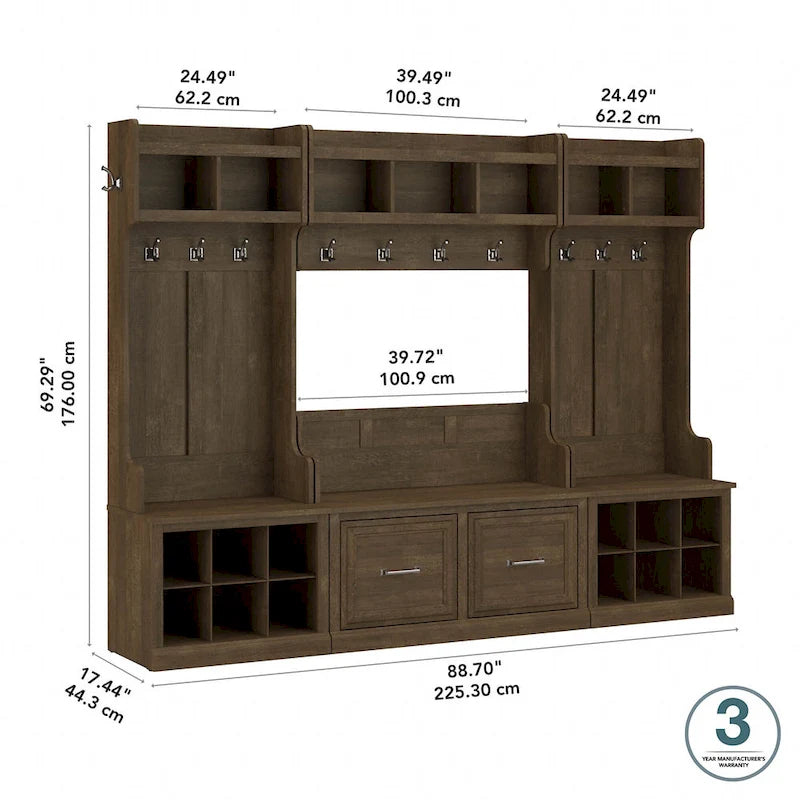 Woodland Full Entryway Storage Set with Coat Rack by Bush Furniture