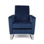 Reki Recliner Chair, Manual Push Back, Stainless Steel, Blue Velvet