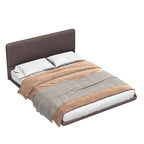 Korli Modern Upholstered Leather Floating Bedframe & Headboard Set with LED Lighting by