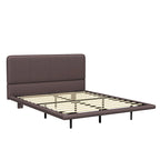 Korli Modern Upholstered Leather Floating Bedframe & Headboard Set with LED Lighting by