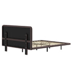 Korli Modern Upholstered Leather Floating Bedframe & Headboard Set with LED Lighting by