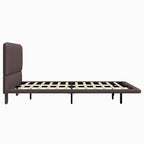 Korli Modern Upholstered Leather Floating Bedframe & Headboard Set with LED Lighting by