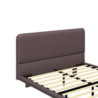 Korli Modern Upholstered Leather Floating Bedframe & Headboard Set with LED Lighting by