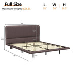 Korli Modern Upholstered Leather Floating Bedframe & Headboard Set with LED Lighting by