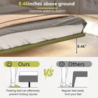 Korli Modern Upholstered Leather Floating Bedframe & Headboard Set with LED Lighting by