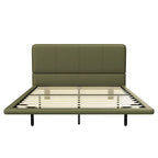 Korli Modern Upholstered Leather Floating Bedframe & Headboard Set with LED Lighting by