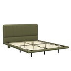 Korli Modern Upholstered Leather Floating Bedframe & Headboard Set with LED Lighting by