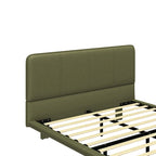 Korli Modern Upholstered Leather Floating Bedframe & Headboard Set with LED Lighting by