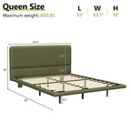 Korli Modern Upholstered Leather Floating Bedframe & Headboard Set with LED Lighting by