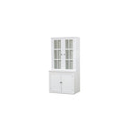 75.25Tall Display Cabinet with Tempered Glass Double Doors, Traditional Style China Cabinet for Living Room, Kitchen, Home