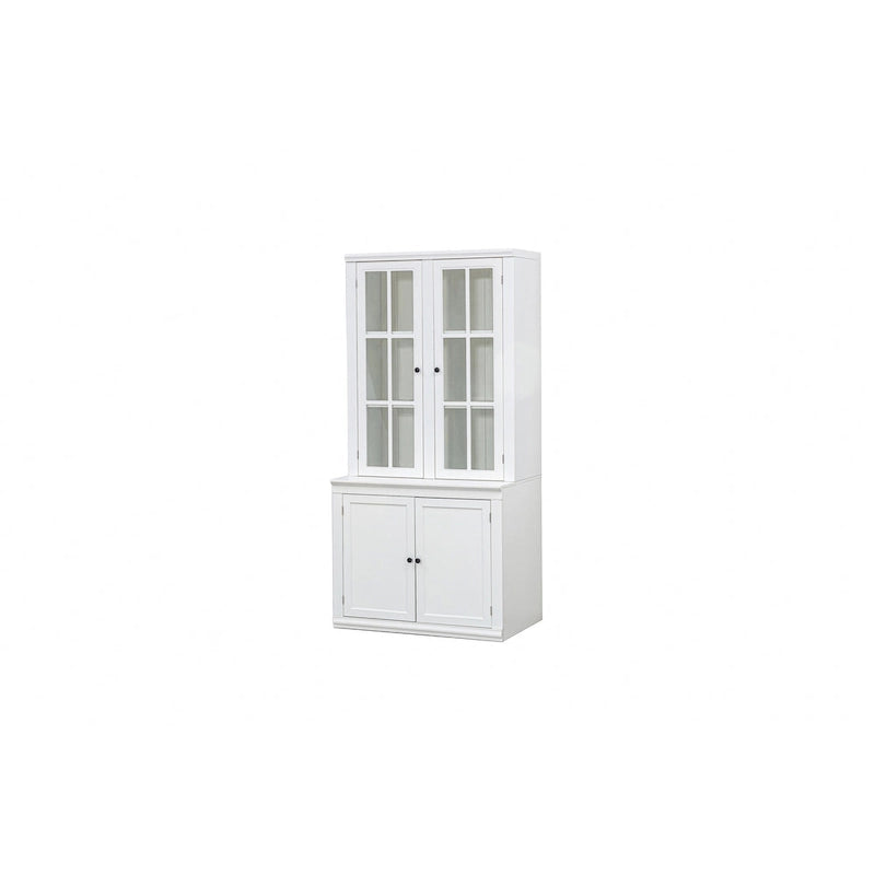 75.25Tall Display Cabinet with Tempered Glass Double Doors, Traditional Style China Cabinet for Living Room, Kitchen, Home