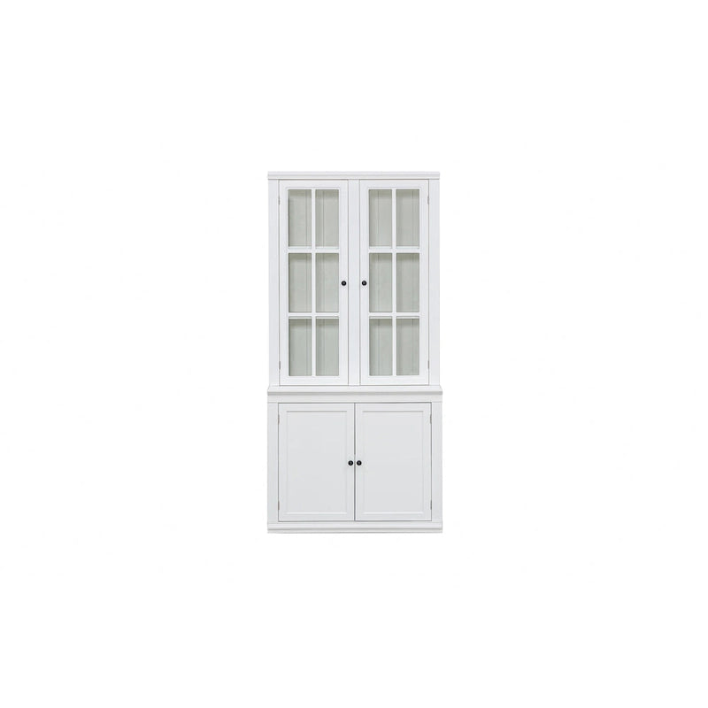 75.25Tall Display Cabinet with Tempered Glass Double Doors, Traditional Style China Cabinet for Living Room, Kitchen, Home