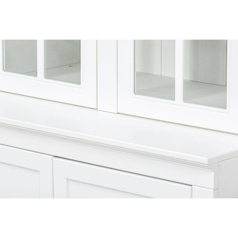 75.25Tall Display Cabinet with Tempered Glass Double Doors, Traditional Style China Cabinet for Living Room, Kitchen, Home