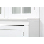 75.25Tall Display Cabinet with Tempered Glass Double Doors, Traditional Style China Cabinet for Living Room, Kitchen, Home