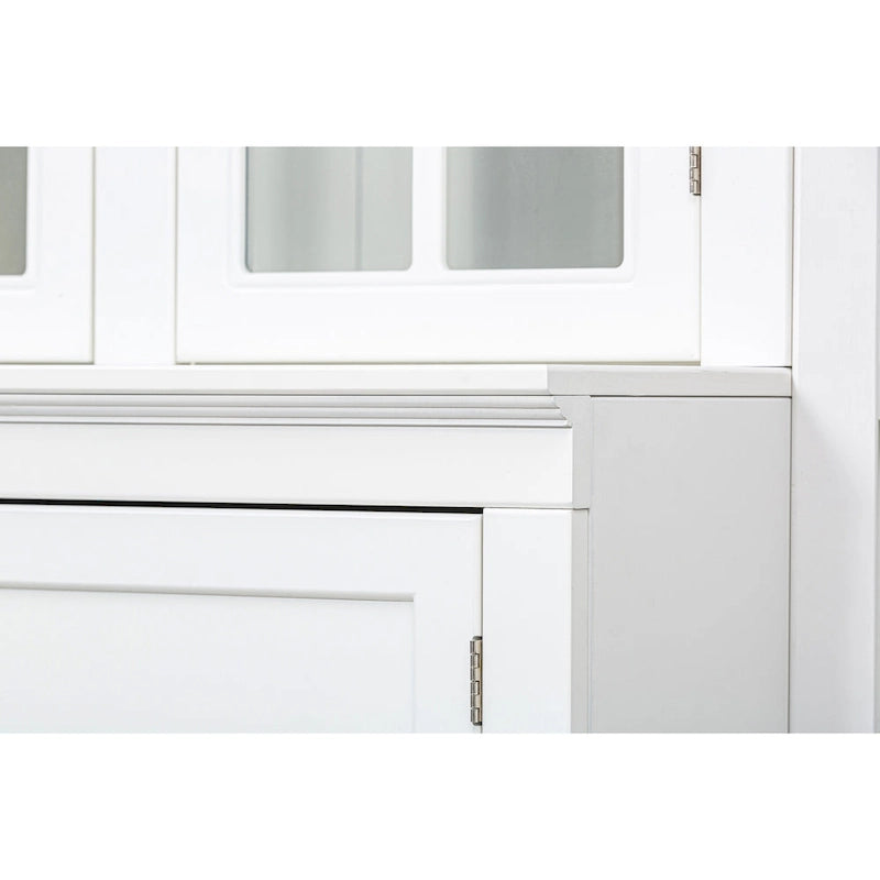 75.25Tall Display Cabinet with Tempered Glass Double Doors, Traditional Style China Cabinet for Living Room, Kitchen, Home