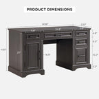 58 Large Computer Desk with Drawers, Embossed Texture Office Desk
