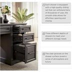 58 Large Computer Desk with Drawers, Embossed Texture Office Desk