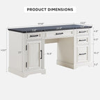 58 Large Computer Desk with Drawers, Embossed Texture Office Desk