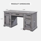 58 Large Computer Desk with Drawers, Embossed Texture Office Desk