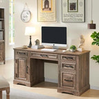 58 Large Computer Desk with Drawers, Embossed Texture Office Desk
