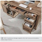 58 Large Computer Desk with Drawers, Embossed Texture Office Desk