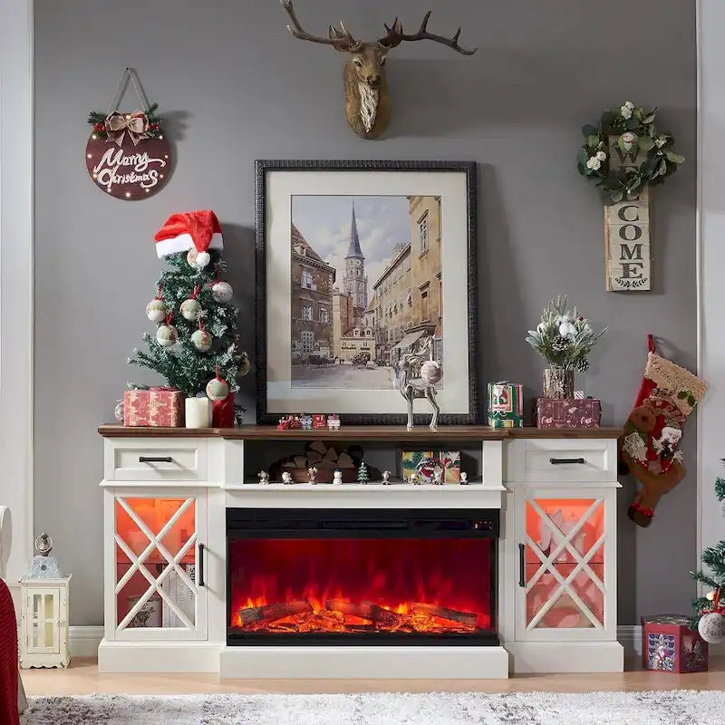 Fireplace TV Stand for 80 Inch TV, Entertainment Center,Media Console