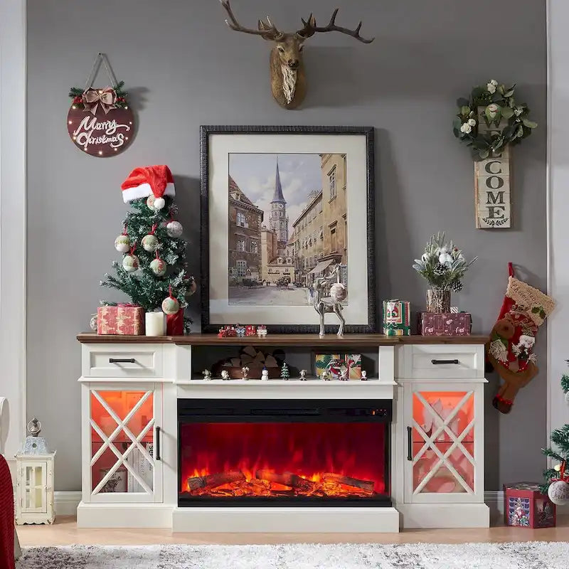 Fireplace TV Stand for 80 Inch TV, Entertainment Center,Media Console