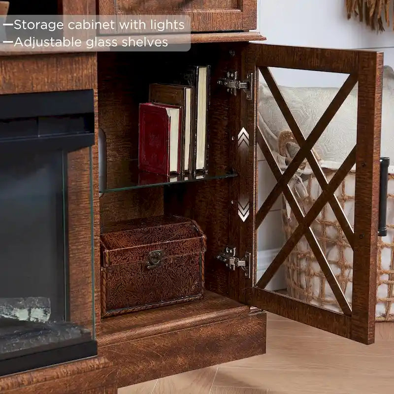Fireplace TV Stand for 80 Inch TV, Entertainment Center,Media Console