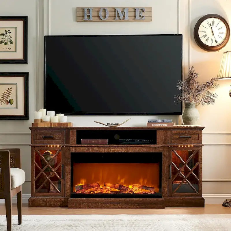 Fireplace TV Stand for 80 Inch TV, Entertainment Center,Media Console