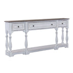 Console de hall 72 po blanc antique et écorce vieillie