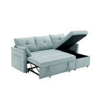 Canapé d'angle réversible en velours côtelé/chenille avec chaise longue de rangement et poche latérale