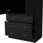 19 Armoire moderne à deux portes avec 3 tiroirs et 1 tringle de penderie pour chambre à coucher