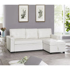 Canapé d'angle réversible convertible avec lit gigogne, méridienne de rangement et pieds durables