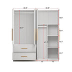 Armoire penderie autoportante de 63 pouces de large avec tiroirs