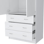 19 Armoire moderne à deux portes avec 3 tiroirs et 1 tringle de penderie pour chambre à coucher