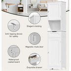 Meuble de Salle de Bain Haut de 170 cm, Colonne de Rangement Étroite avec 2 Portes et Tiroir