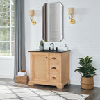 Meuble sous-vasque Hervas avec plateau en marbre naturel, sans miroir