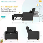 AECOJOY Fauteuil Convertible 3-en-1 avec Oreiller et Dossier Réglable