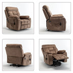 Grand fauteuil inclinable de massage électrique avec fonction de levage, chauffage et porte-gobelet dissimulé