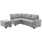 Canapé d'angle convertible 5 places en L 84,75 po avec pouf de rangement, rangement de bras dissimulé et chargement USB pour salon