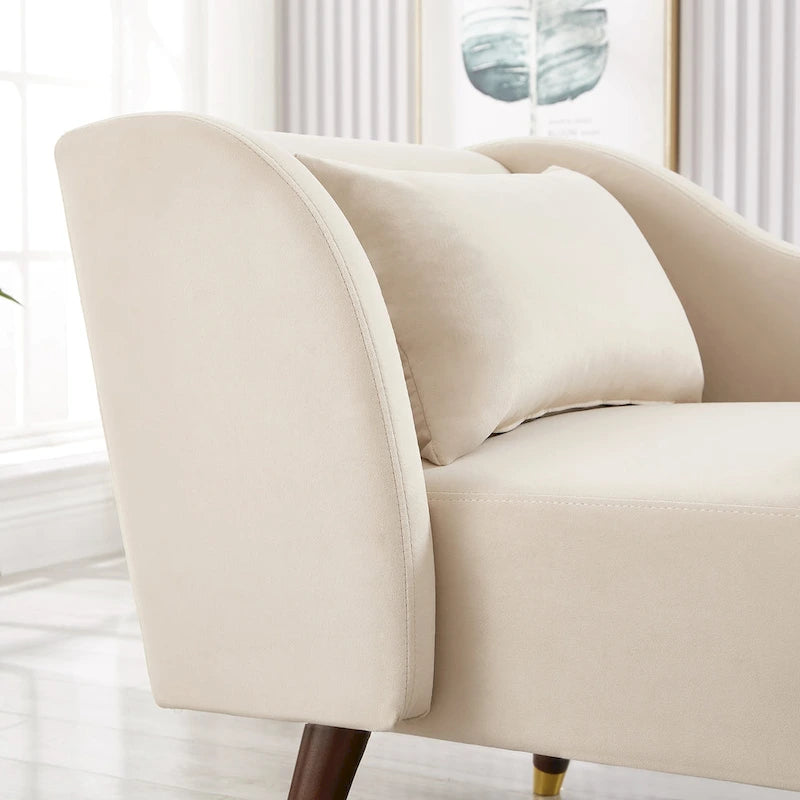 Modern Chaise Lounge Chair with Velvet Upholstery - 29.50 x 55.90 x 28.70