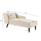 Modern Chaise Lounge Chair with Velvet Upholstery - 29.50 x 55.90 x 28.70